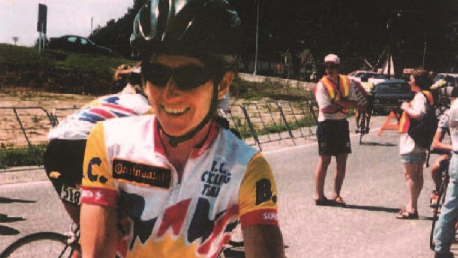 Sandy Espeseth smiles on her bike.